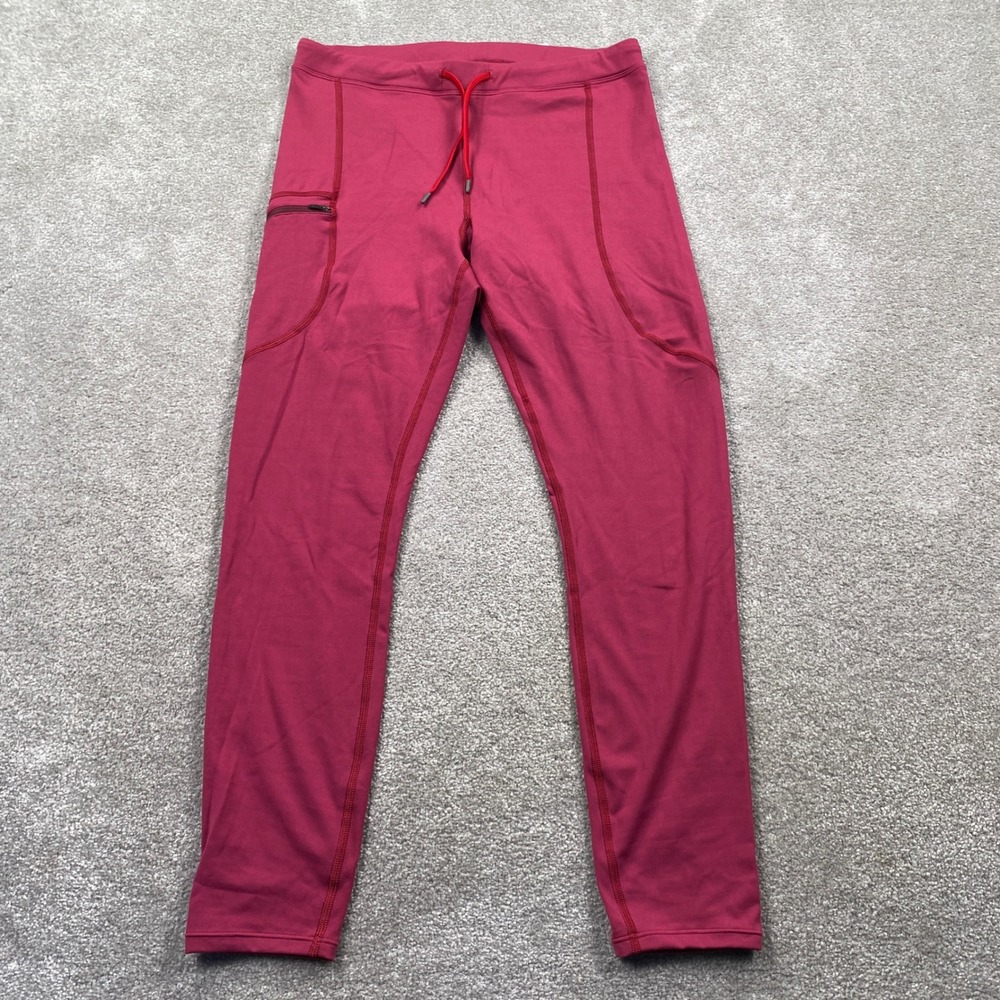 Stio Athletic Leggings Mens Medium Cranberry Red Drawstring Zipper Pocket 200067